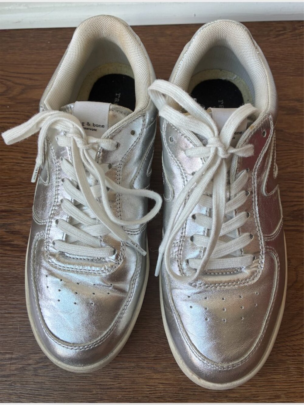 Rag & Bone Silver Retro Court Sneakers - US 8/ EU 38 - Picture 7 of 10